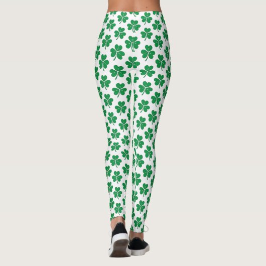 Groene Shamrock patroon St Patrick's Day Leggings (Achterkant)