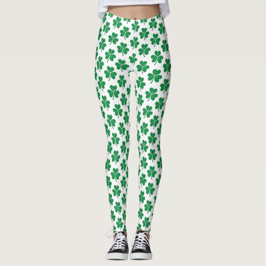 Groene Shamrock patroon St Patrick's Day Leggings (Voorkant)