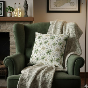 Groene Shamrock Sierkussen   Ierse Decoratie