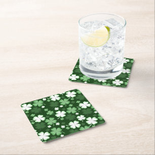 Groene Shamrock, St. Patrick's Dag Vierkante Kartonnen Onderzetter