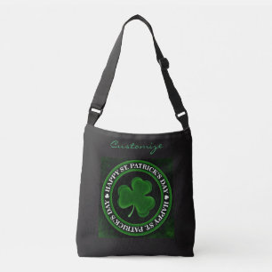 Groene Shamrock St Patrick's Day Black Crossbody Tas