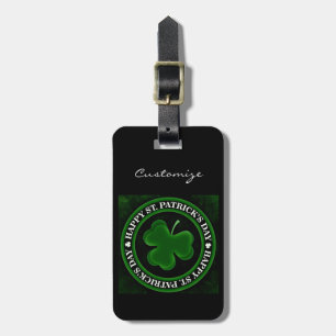 Groene Shamrock St Patrick's Day Thunder_Cove zwar Bagagelabel