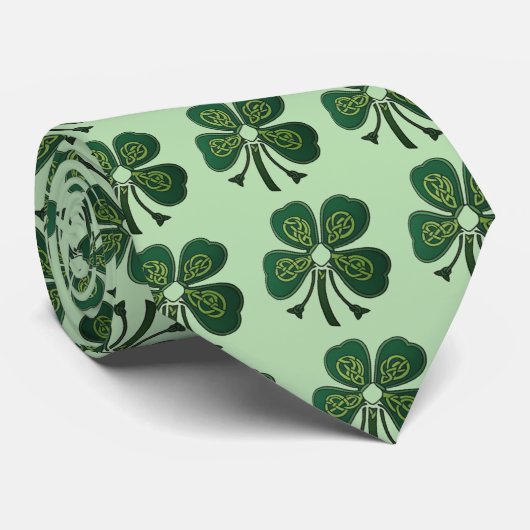 Groene Shamrock Stropdas (Opgerold)