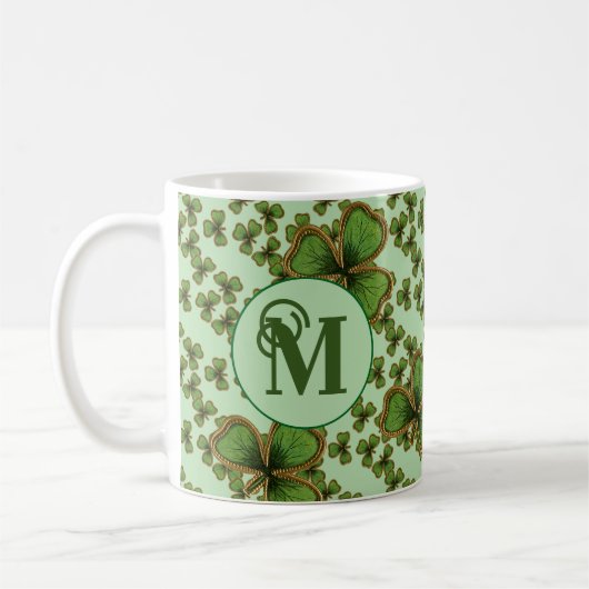 Groene Shamrock Style Clovers Iers Koffiemok (Links)