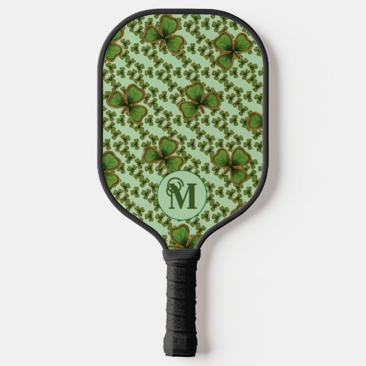 Groene Shamrock Style Clovers Iers Pickleball Paddle (Achterkant)