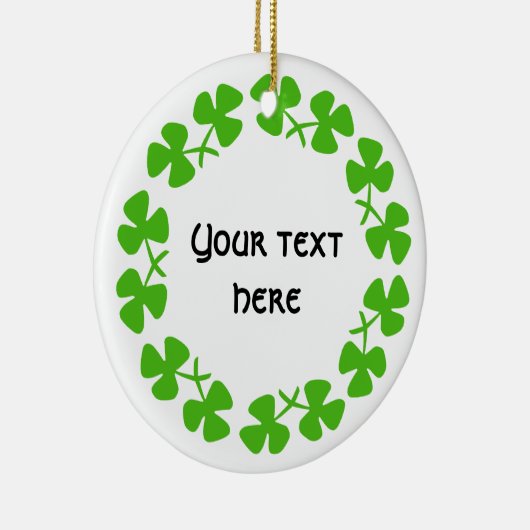 Groene Shamrockand-rand Tekst toevoegen Keramisch Ornament (Rechts)