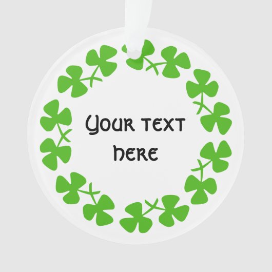 Groene Shamrockand-rand Tekst toevoegen Ornament (voorkant)