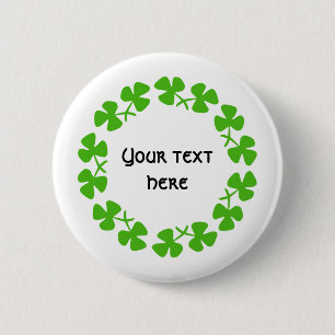 Groene Shamrockand-rand Tekst toevoegen Ronde Button 5,7 Cm
