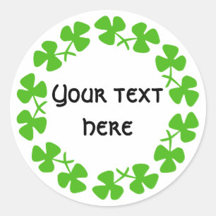 Groene Shamrockand-rand Tekst toevoegen Ronde Sticker
