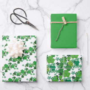 Groene Shamrocks & Daisies elke gelegenheid Inpakpapier Vel