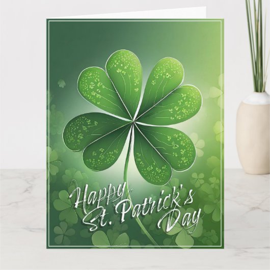 Groene Shamrocks Happy St. Patrick's Day (8) c Kaart (Voorkant)