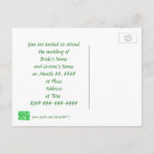 Groene Shamrocks Huwelijksfoto Uitnodigingskaarten Uitnodiging Briefkaart (Achterkant)