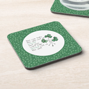 Groene Shamrocks Irish Girl Quote Set Onderzetters