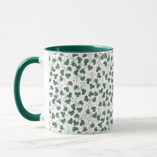 Groene Shamrocks op White Ringer Mok (Links)