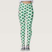 Groene Shamrocks op wit, St. Patrick's Day Leggings (Voorkant)