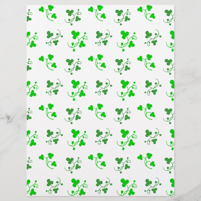 Groene Shamrocks Patroon Scrapbook Papier (Voorkant)