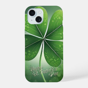 Groene Shamrocks Prettige St. Patrick's Dag (8) c iPhone 15 Hoesje
