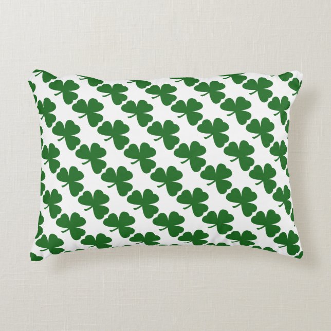 Groene Shamrocks St. Patrick's Day klaverpatroon Accent Kussen (Voorkant)