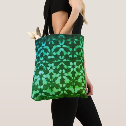 Groene Shibori Print Pattern Canvas tas (Dichtbij)