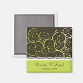 Groene sierspiraal veerwijnstokken sparen de datum magneet (Voorkant / Achterkant)