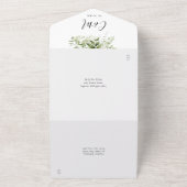 Groene Signature Script Monogram Huwelijk All In One Uitnodiging (Buitenkant)
