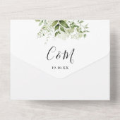 Groene Signature Script Monogram Huwelijk All In One Uitnodiging (Achterkant)
