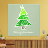 Groene Sketchy Kerstboom Verpakt Canvas Afdruk (Insitu (Woonkamer))