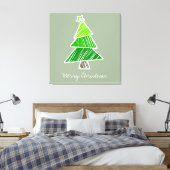Groene Sketchy Kerstboom Verpakt Canvas Afdruk (Insitu (Slaapkamer))