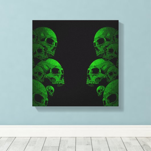 Groene Skulls Canvas Afdruk (Insitu (Houten vloer))