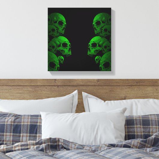 Groene Skulls Canvas Afdruk (Insitu (Slaapkamer))