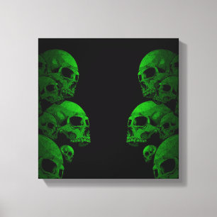 Groene Skulls Canvas Afdruk