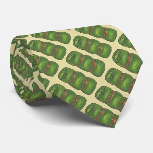 Groene slaapzak, rolkamp, wandelend Stropdas (Opgerold)