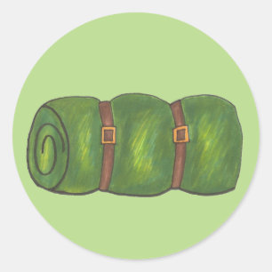 Groene slaapzak zomerslaapkamer ronde sticker