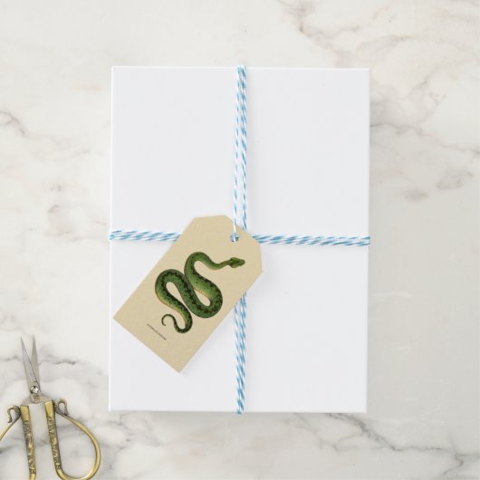 Groene slang cadeaulabel (Met Touw)
