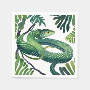 Groene Slang   Jaar van de Slang Aquarel Servet