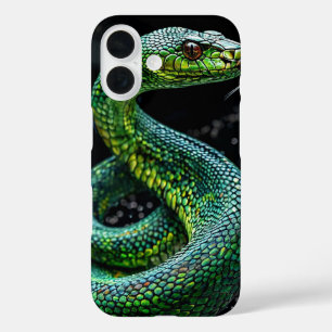 Groene slang wilde dier esthetisch ontwerp iPhone 16 hoesje