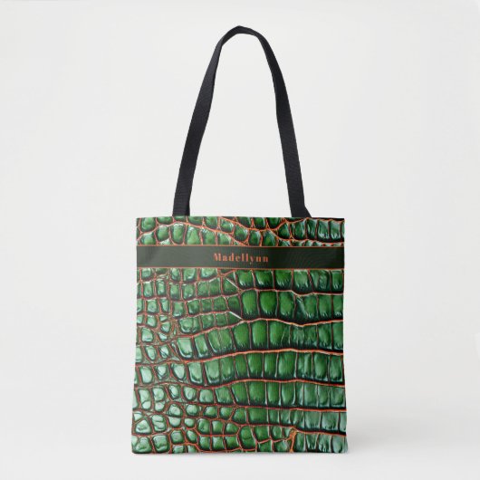 Groene Slangenhuid Patroon Moderne Monogram Tas (Voorkant)