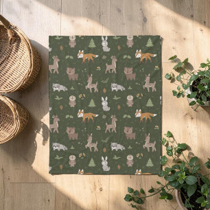 Groene Slaperige Kleine Boswezens Fleece Deken