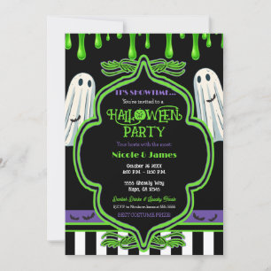Groene slijm Halloween spookkostuum feest Kaart