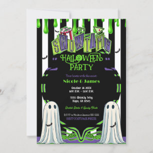 Groene slijm Halloween spookkostuum feest Kaart