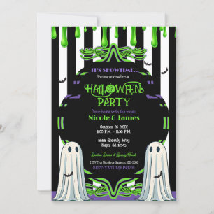 Groene slijm Halloween spookkostuum feest Kaart
