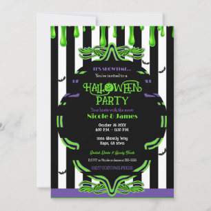 Groene slijm Halloween spookkostuum feest Kaart