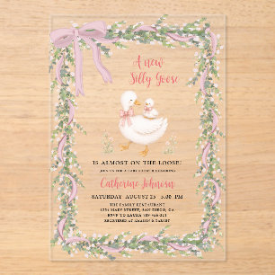 groene slinger Nieuwe Stomme Gans Baby Shower Acryl Uitnodigingen