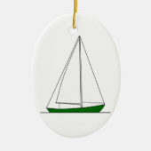 Groene Sloop Sailboot Keramisch Ornament (Voorkant)