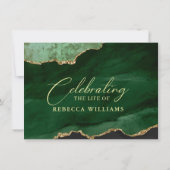 Groene Smaragd Kalligrafie Viering van het Leven Kaart (Achterkant)