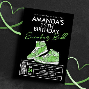 Groene Sneaker Bal Verjaardagsuitnodiging Kaart