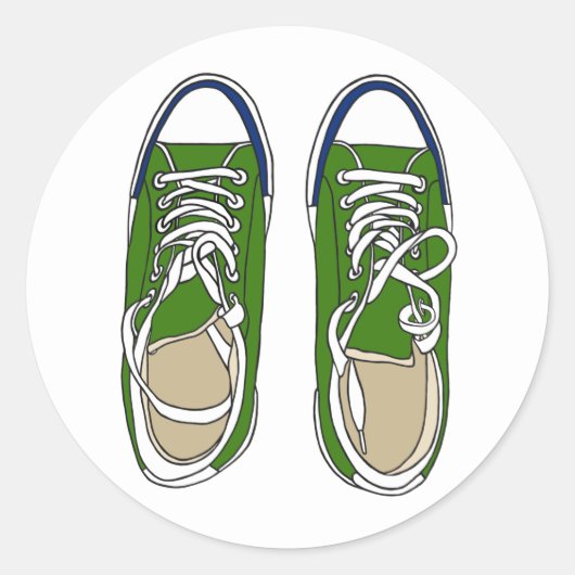 Groene sneakers ronde sticker (Voorkant)