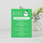 Groene Sneeuwman, Kerstfeest Menu Kaart (Staand voorkant)