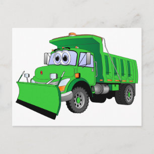 Groene sneeuwploeg Cartoon Briefkaart