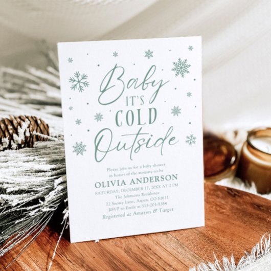 Groene sneeuwvlok Baby Het is koud buiten Baby sho Kaart
